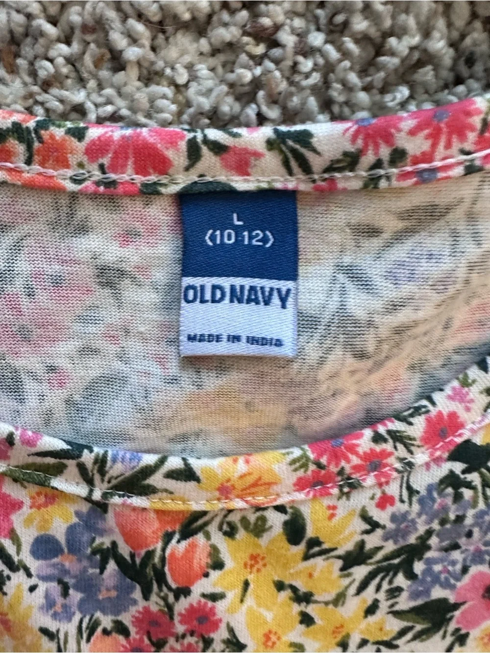Old Navy Floral Tiered Dress - Pink, Yellow & Green